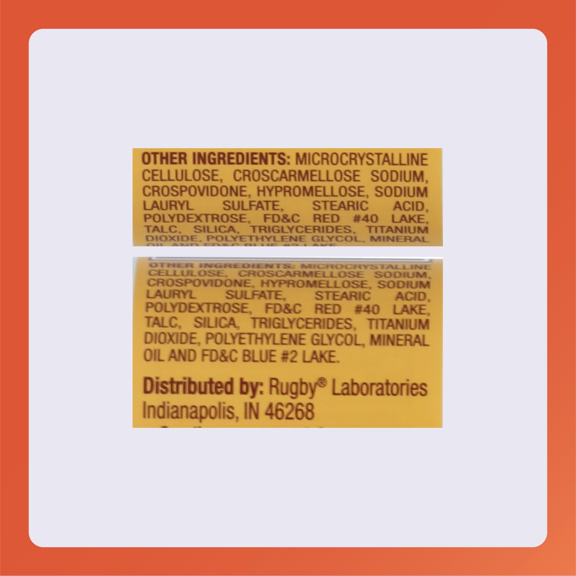 RUGBY LABORATOIRES – dosage quotidien de 65 mg de fer par comprimé.
