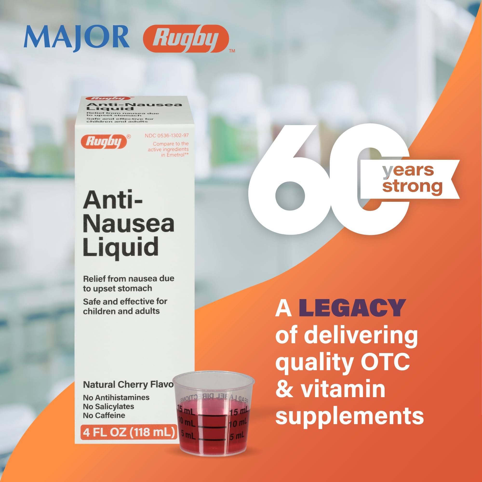 RUGBY LABORATORIES Rugby anti-nausée liquide, emballage cerise, saveur naturelle agréable.