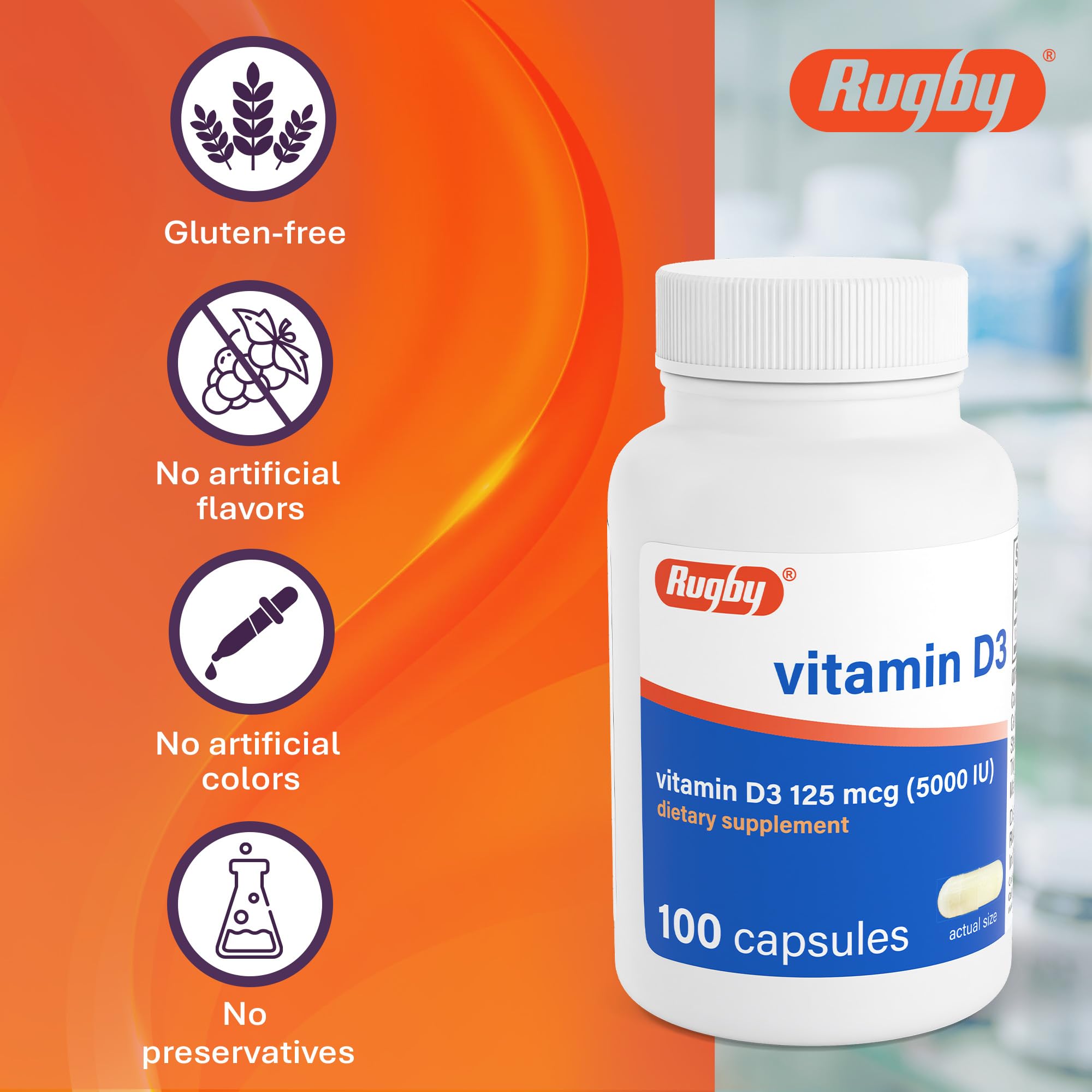 Rugby Laboratoires boite 100 capsules D3 – usage quotidien pratique