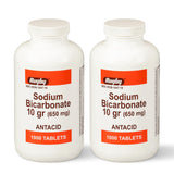 Rugby Laboratories, boîte de comprimés bicarbonate de sodium, soulagement potentiel des inconforts digestifs.