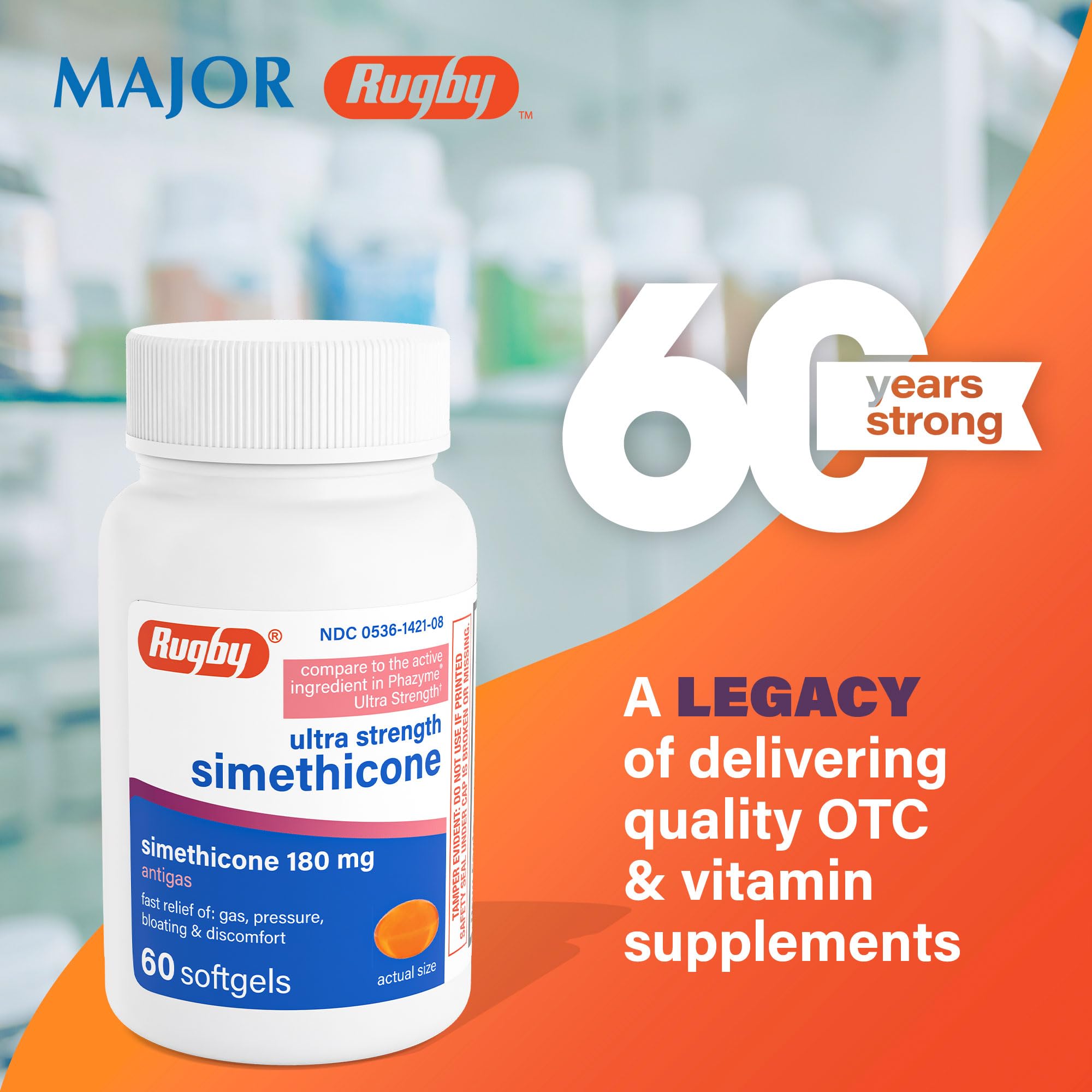 Rugby Laboratories bouteille gélules molles 180 mg, facilité d'utilisation et confort digestif.