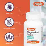 Bouteille Rugby Laboratories oxyde de magnésium 400 mg – comprimés faciles à prendre.