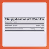 Rugby Laboratories Calcium 600 mg – étiquette claire : informations produit utiles.