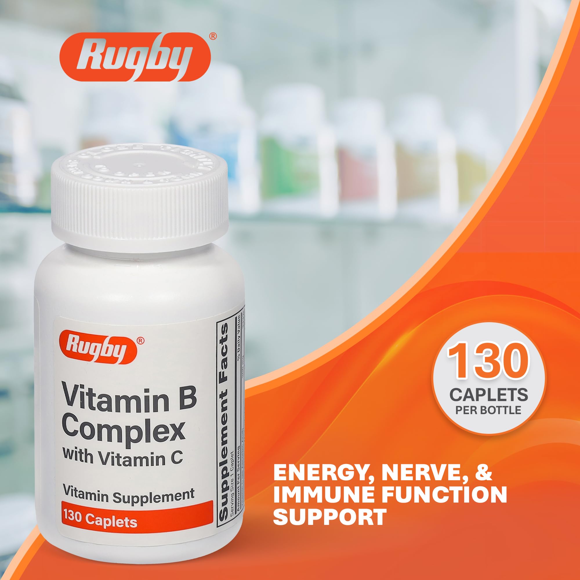 Dosage quotidien pratique du complexe B avec vitamine C Rugby Laboratories.
