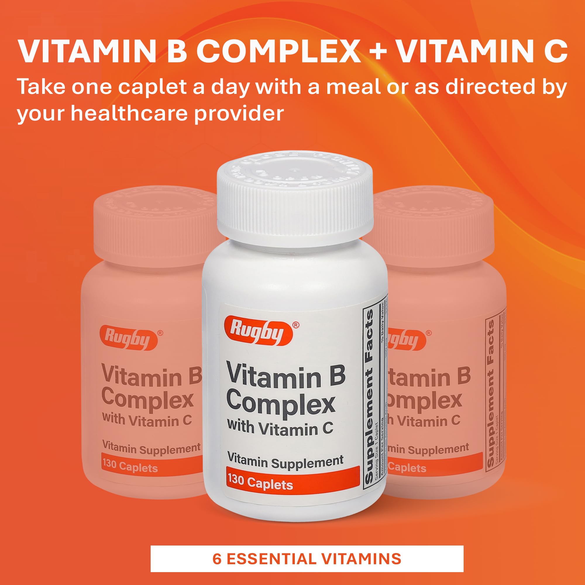 Ingrédients du complexe B avec vitamine C, gélules de qualité Rugby Laboratories.