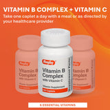 Ingrédients du complexe B avec vitamine C, gélules de qualité Rugby Laboratories.