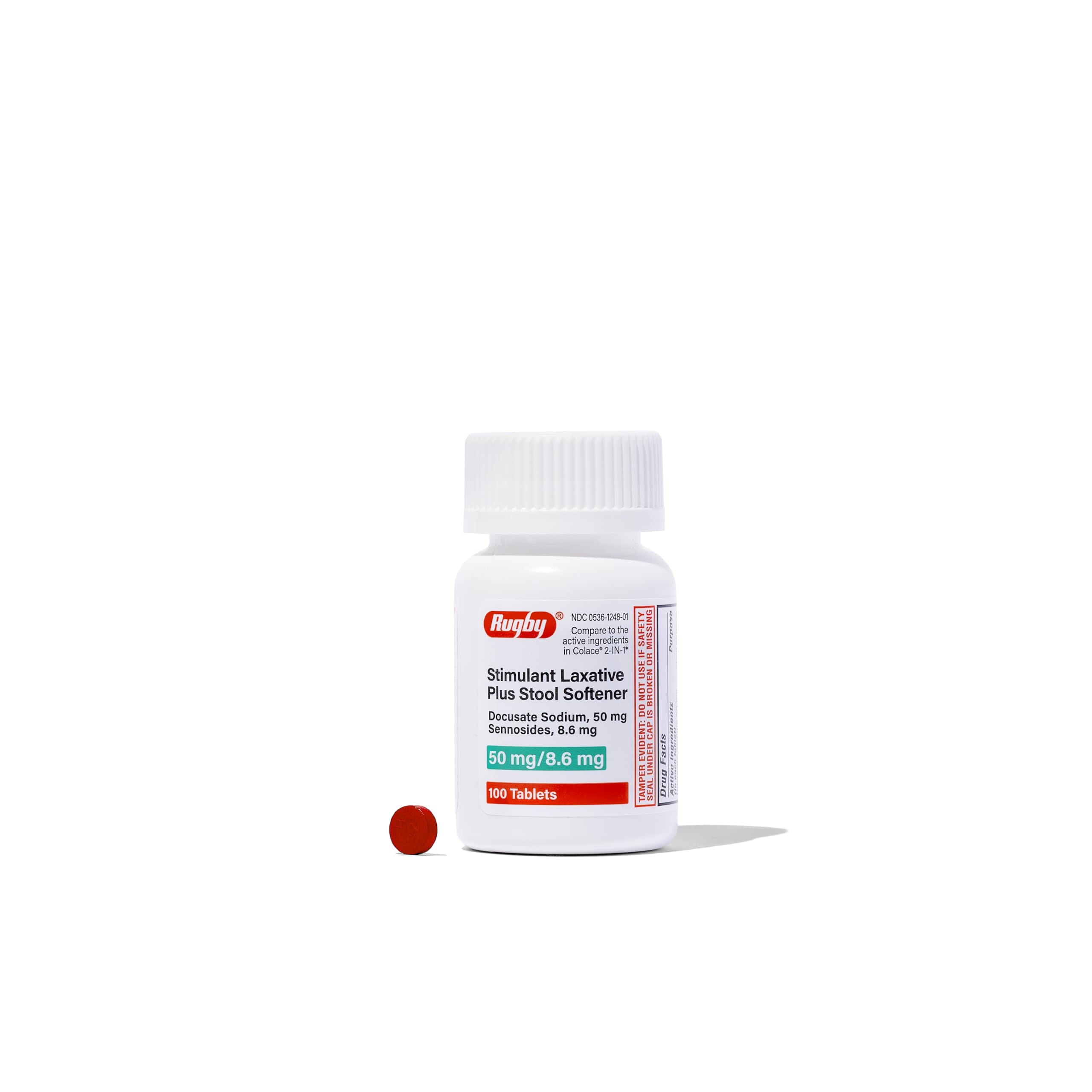 RUGBY LABORATORIES – comprimé laxatif Docusate et Sennosides facilitant le passage des selles.