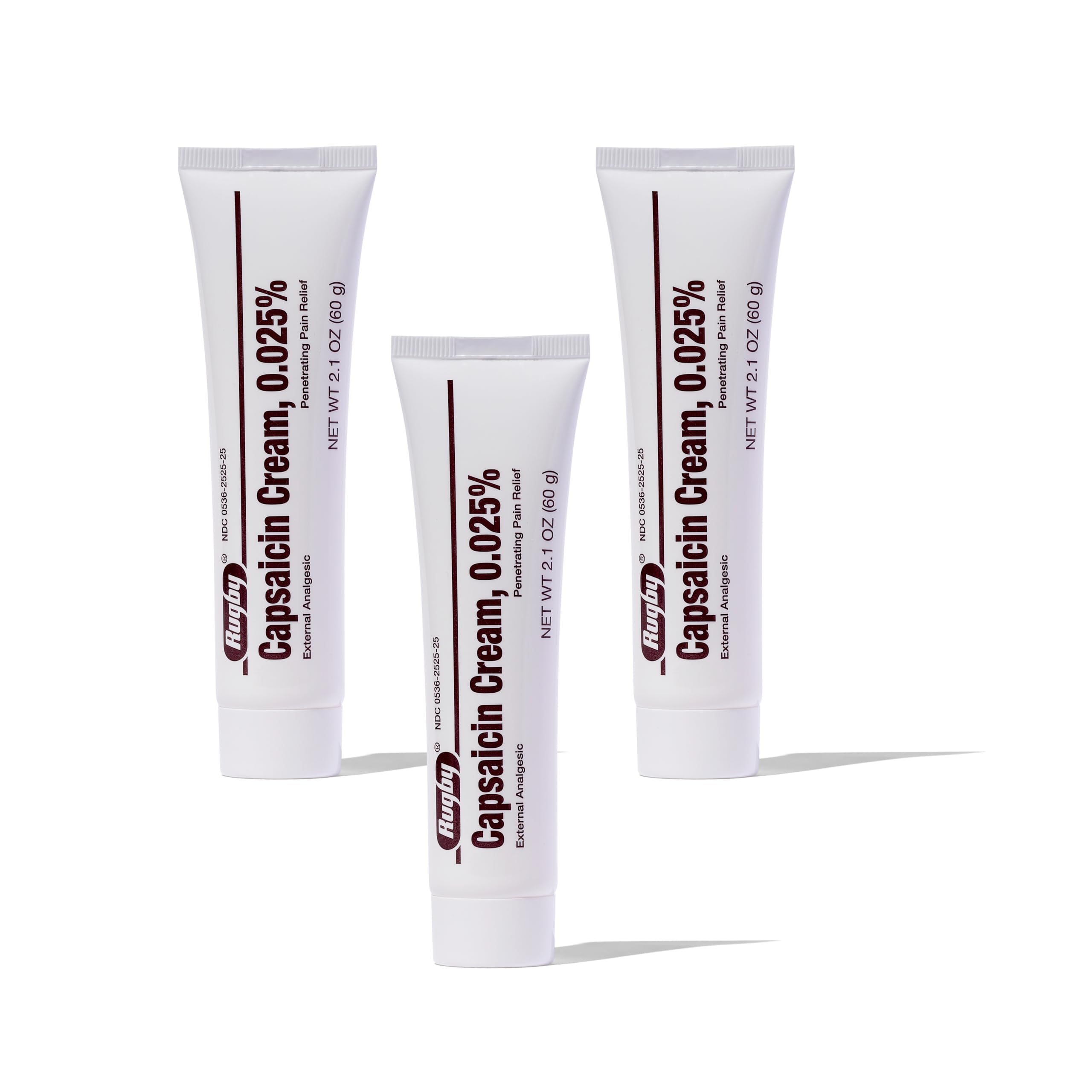 RUGBY LABORATORIES crème capsaicine 0,025% appliquée sur peau pour douleur localisée.
