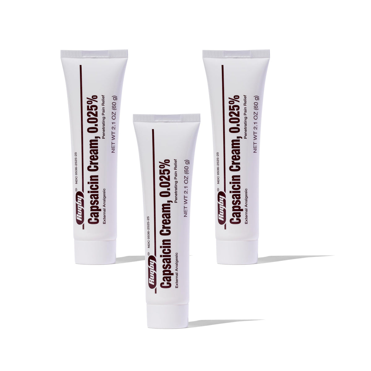 RUGBY LABORATORIES crème capsaicine 0,025% appliquée sur peau pour douleur localisée.