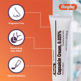 Texture onctueuse de la crème capsaicine Rugby Laboratories pour une absorption rapide.