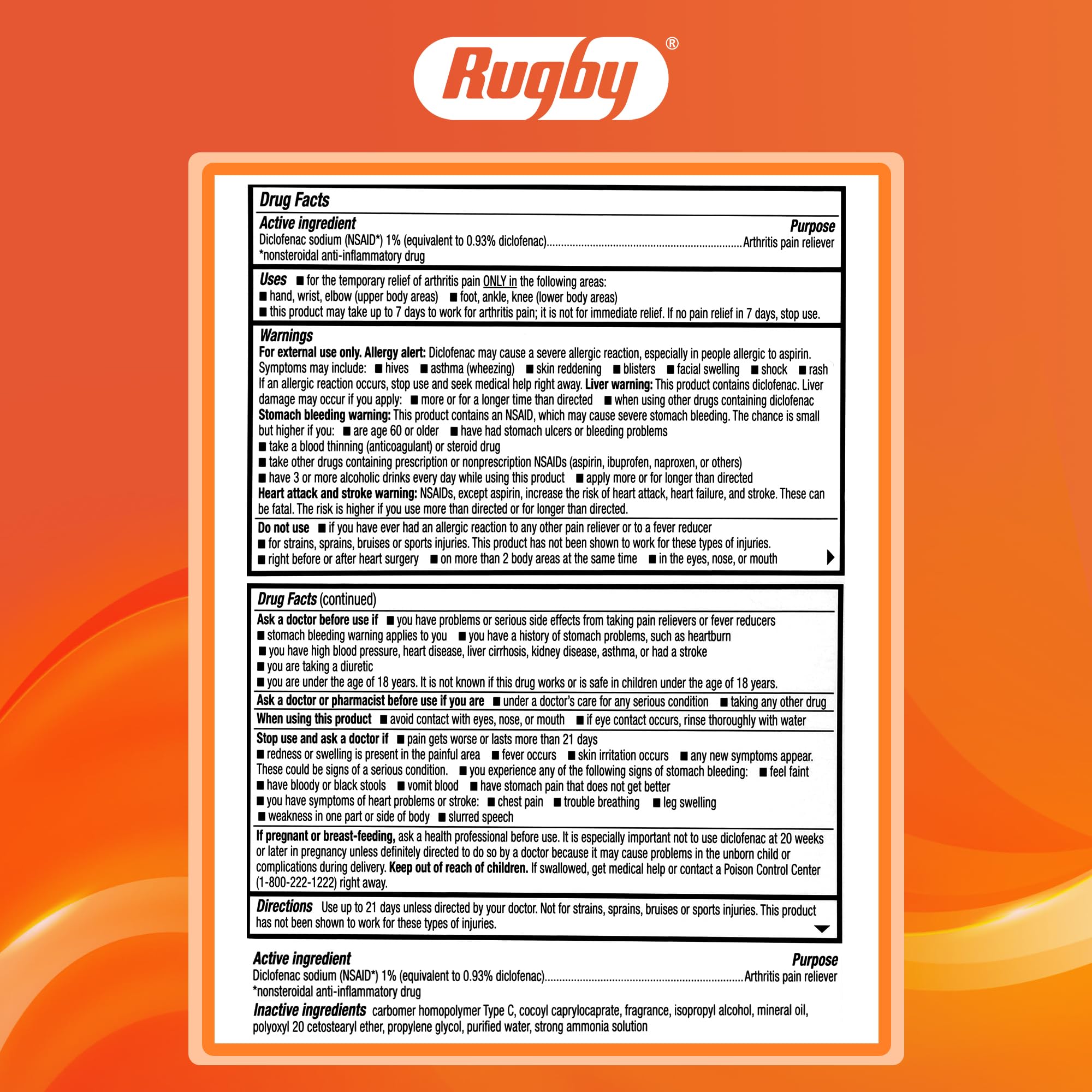 RUGBY LABORATORIES Gel Diclofénac Sodium – texture lisse facilitant l'application cutanée