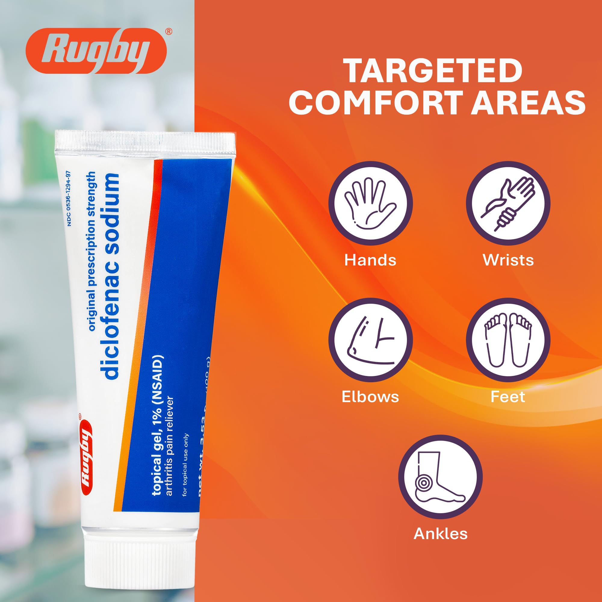 RUGBY LABORATORIES Gel Diclofénac Sodium – tube prêt à l'emploi pour articulation