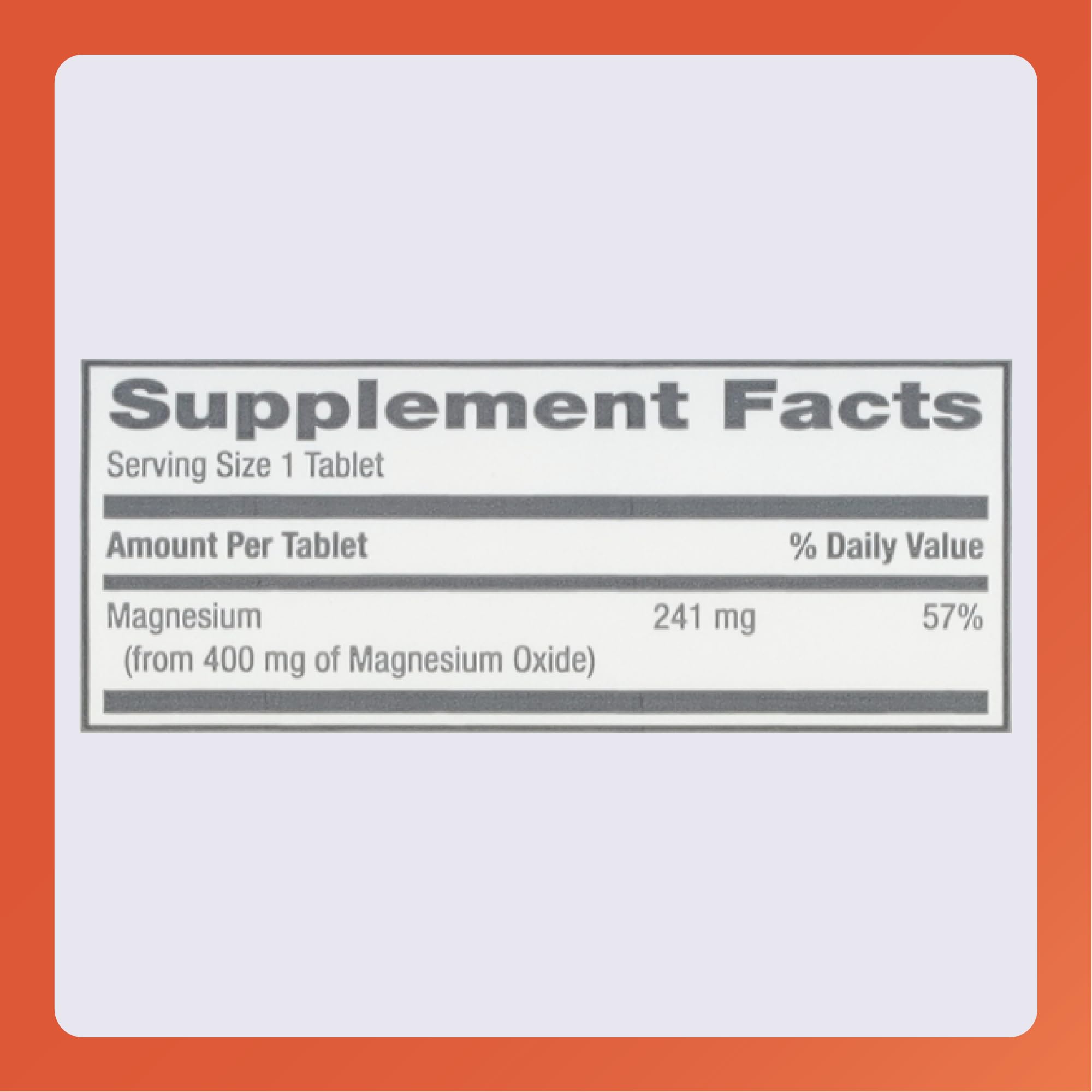 Étiquette Rugby Laboratories oxyde de magnésium 400 mg – informations visibles sur l’emballage.