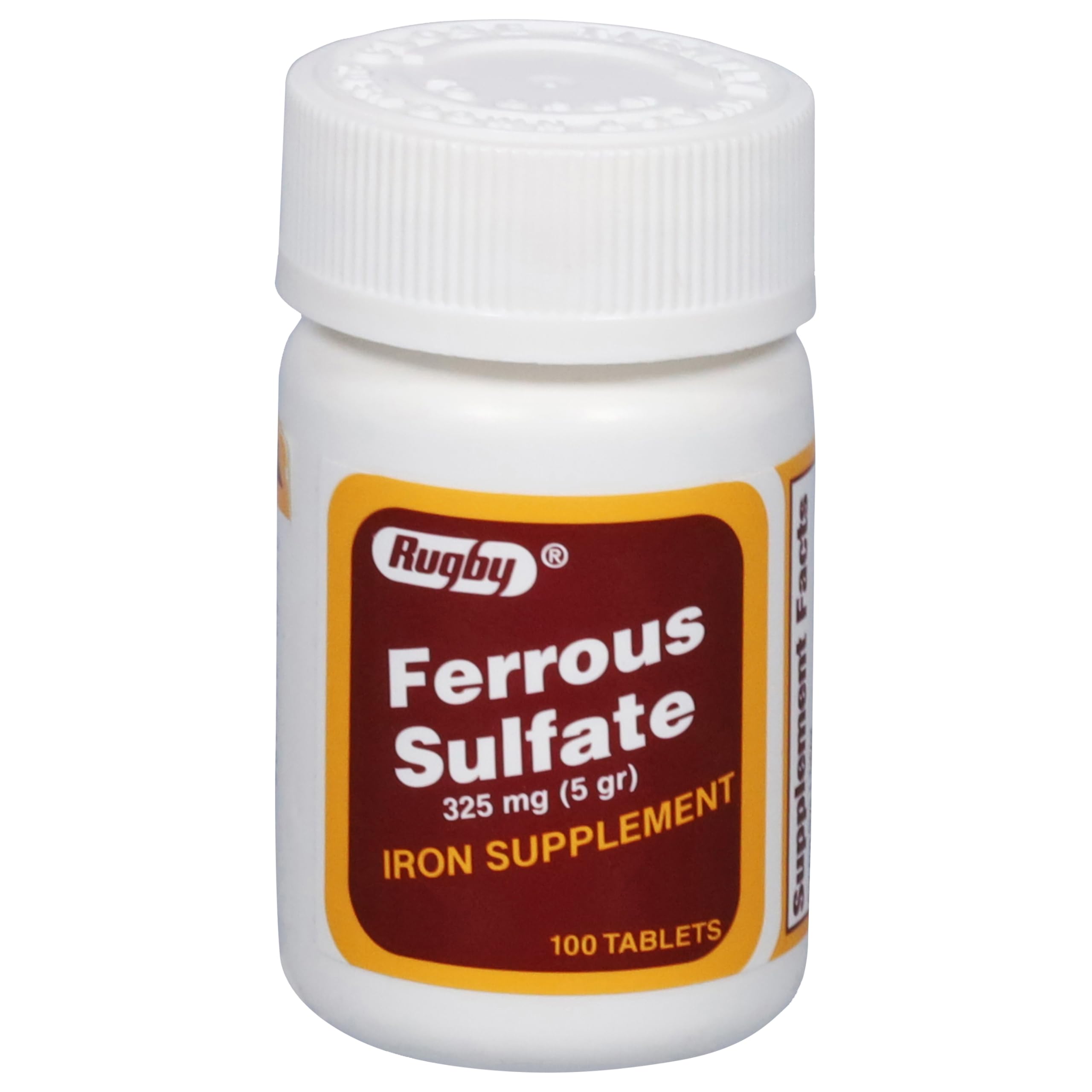 RUGBY LABORATORIES Ferrous Sulfate 325 mg – bouteille, soutien quotidien en fer