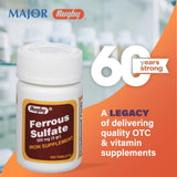 RUGBY LABORATORIES Ferrous Sulfate 325 mg – formule sans additifs inutiles