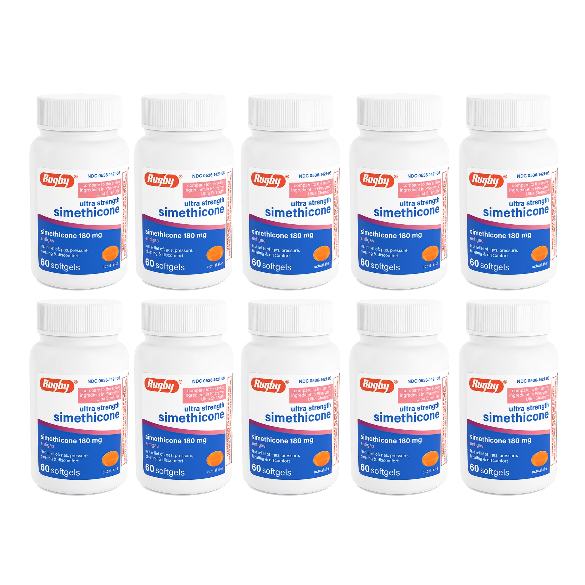 Rugby Laboratories gélules molles 180 mg, soulagement potentiel des gaz après les repas.
