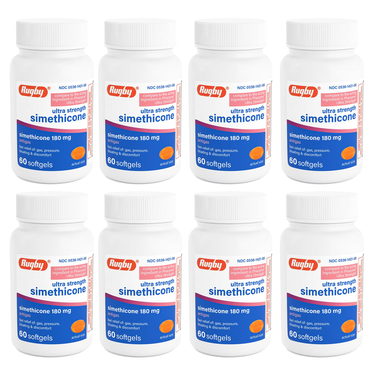 Gelules Rugby Laboratories relief gaz 180 mg : soulagement potentiel après repas.