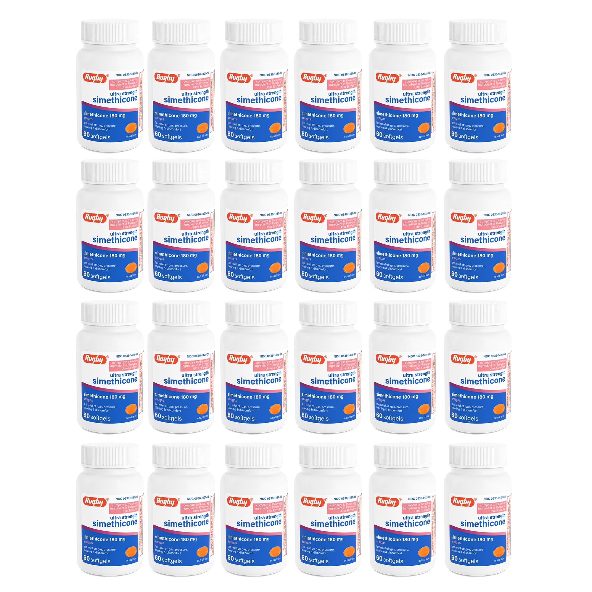 Rugby Laboratories gelules souples relief gaz 180 mg pour flatulences.