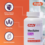 Goût agréable des comprimés Meclizine Rugby, pratique en voyage.