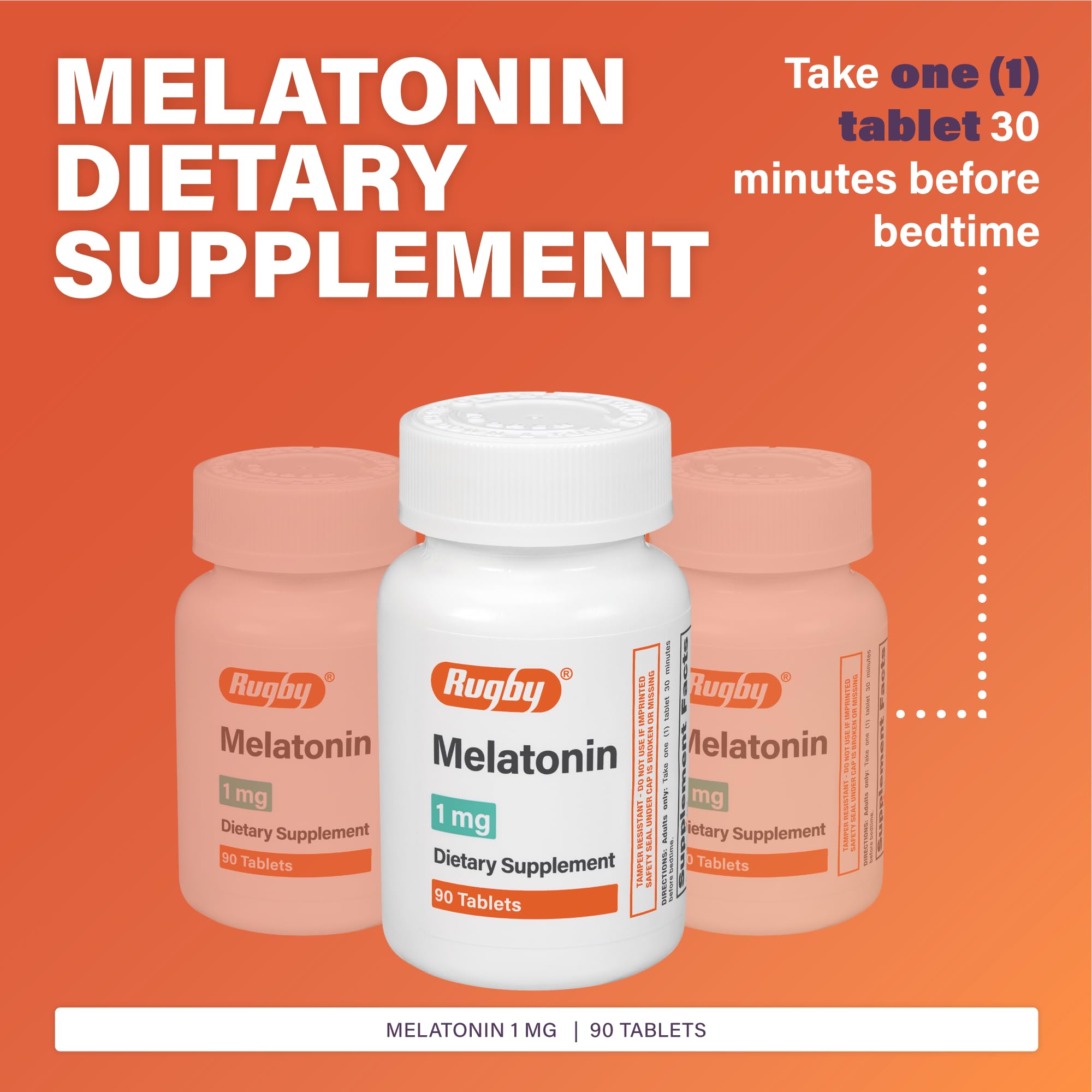 RUGBY LABORATORIES Mélatonine 1 mg - emballage du produit visible