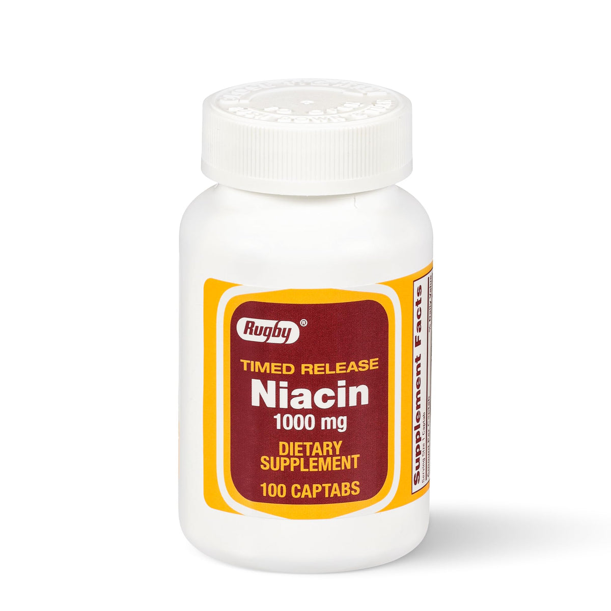 Rugby Laboratories Niacin 1000 mg – bouteille avec libération tempérée, soutien métabolisme.