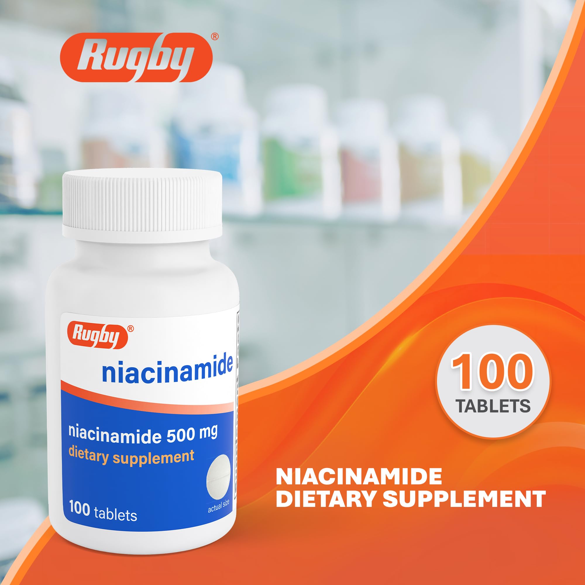 Comprimés Rugby Niacinamide 500 mg, soutien énergétique et métabolisme.