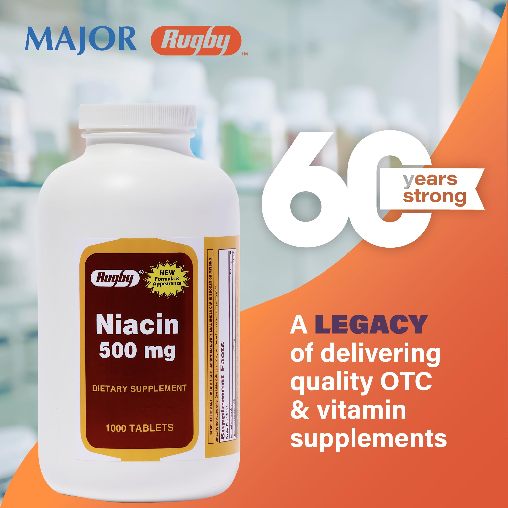 Emballage Rugby Niacine 500 mg en 2 paquets, pratique et accessible.