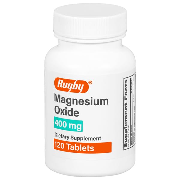 Rugby Laboratories oxyde de magnésium 400 mg – bouteille prête à l’emploi pour un apport quotidien.
