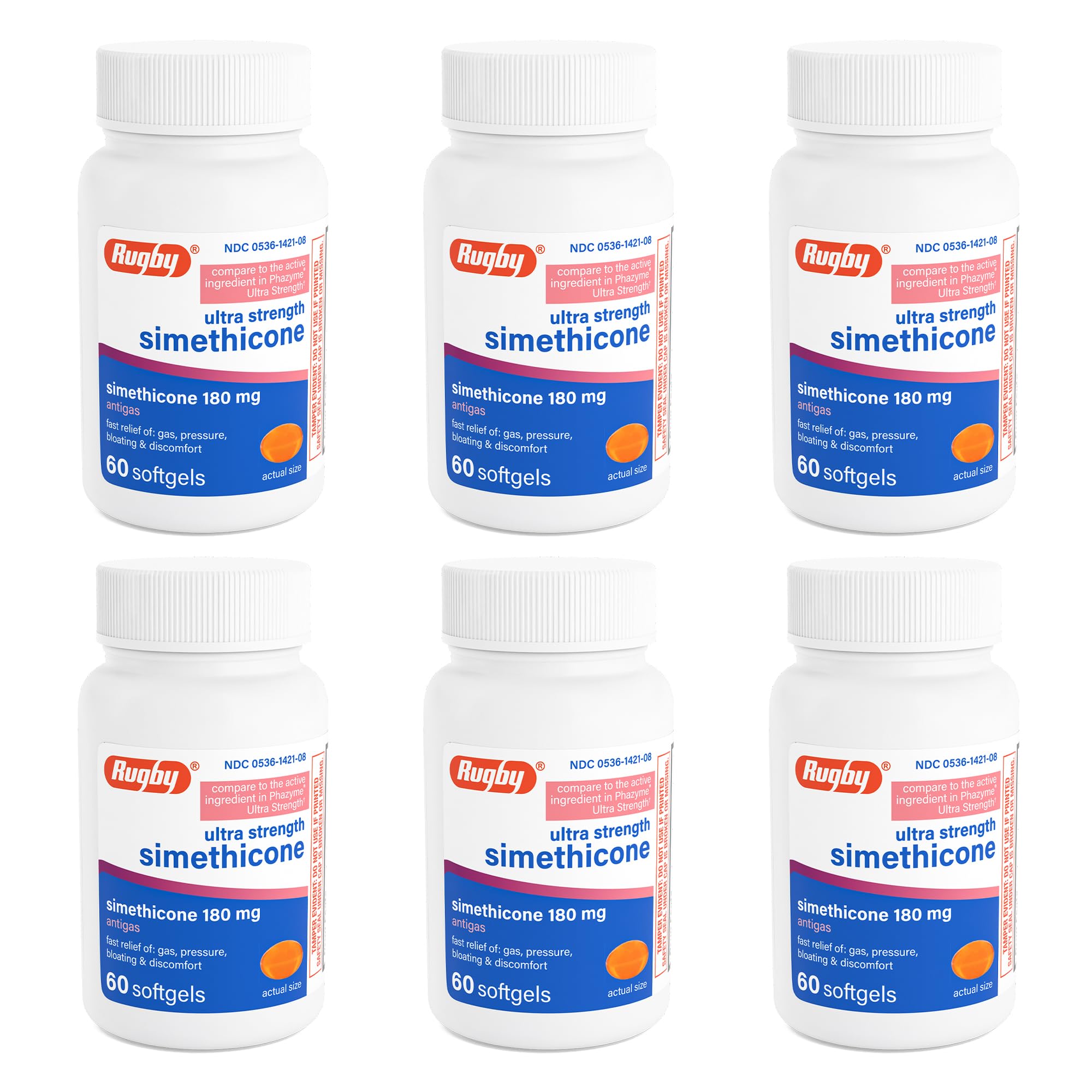 Rugby Laboratories – boîte Rugby Ultra Strength Simethicone, soulagement rapide des gaz.