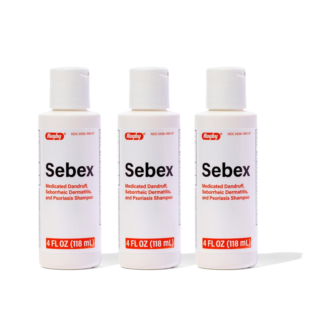 Rugby Sebex Shampoing, bouteilles avant, soin ciblé pour cuir chevelu et cheveux.