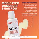 Rugby Sebex Shampoing: étiquette indique 2% soufre et 2% acide salicylique.