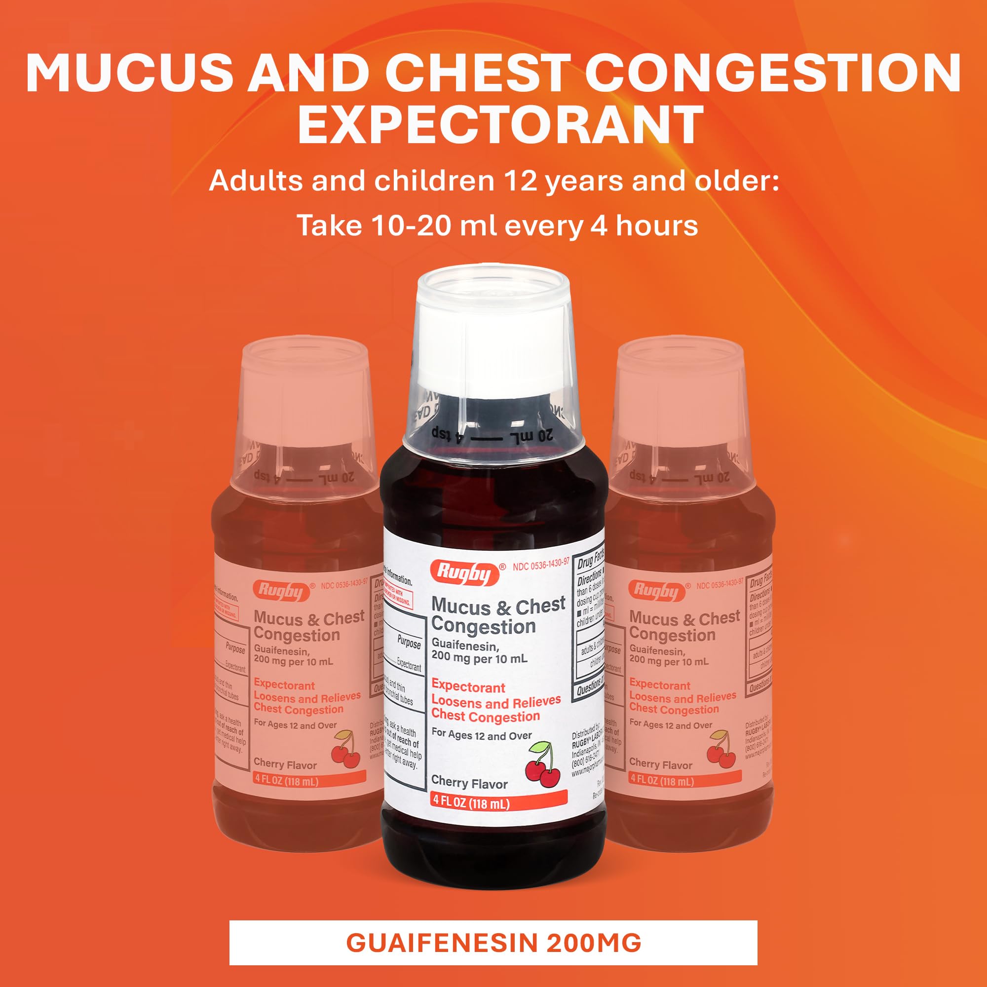 Sirope guaifenesin 200 mg, dose efficace pour fluidifier le mucus.