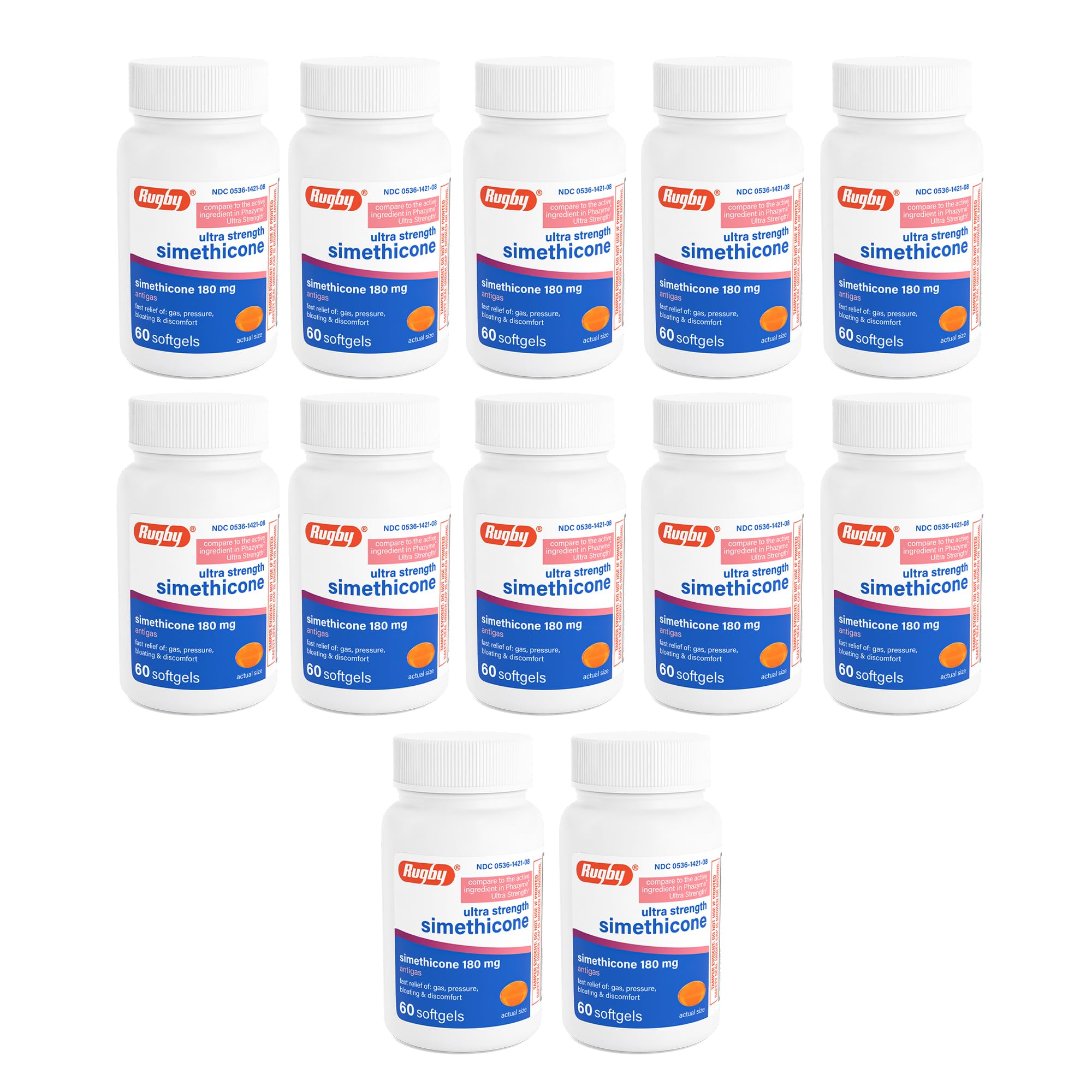 Rugby Laboratoires – soulagement gaz après repas avec gelules 180 mg.