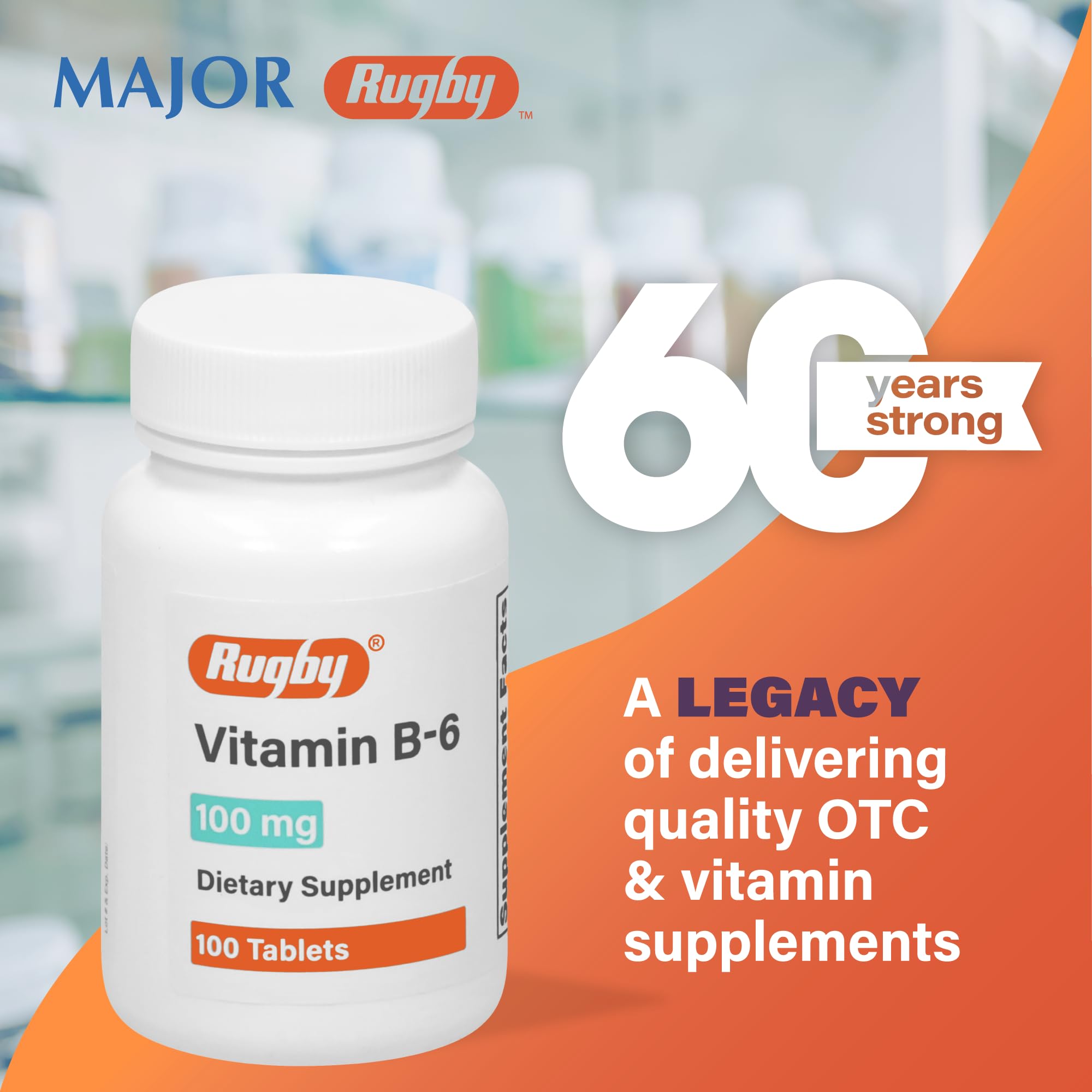Ingrédients pyridoxine HCl – vitamine B6 100 mg et sodium dans Rugby Laboratories.