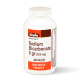Rugby Laboratories tablettes bicarbonate 325 mg dans bouteille pour une utilisation pratique.