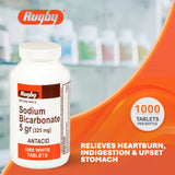 Rugby Laboratories tablettes bicarbonate 325 mg se dissolvent dans l'eau pour un usage flexible.