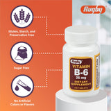 Rugby Laboratories vitamine B6 – bouteille sur table pour routine journalière.