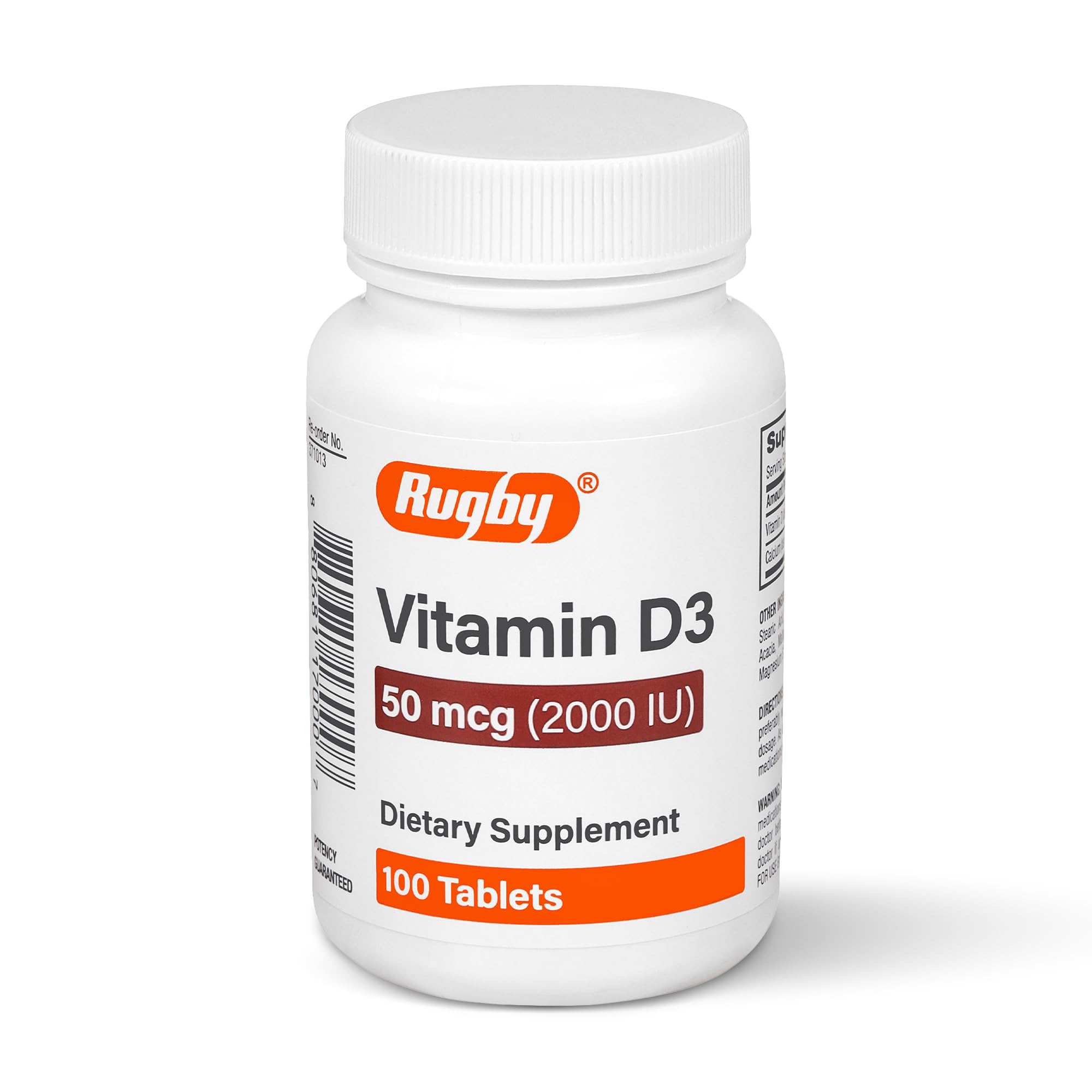Bouteille Rugby Laboratories Vitamine D3 2000 UI prête pour la routine quotidienne.