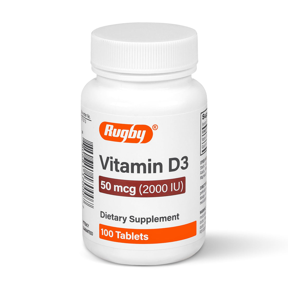 Bouteille Rugby Laboratories Vitamine D3 2000 UI prête pour la routine quotidienne.
