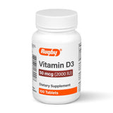 Bouteille Rugby Laboratories Vitamine D3 2000 UI prête pour la routine quotidienne.
