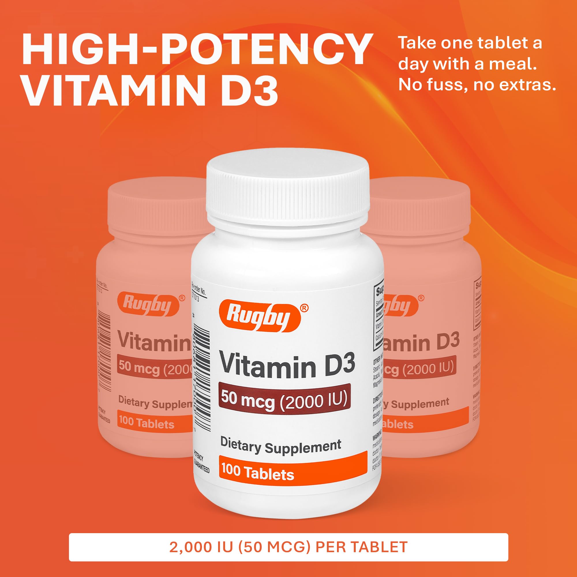 Étiquette Rugby Laboratories Vitamine D3 sans gluten pour les régimes.