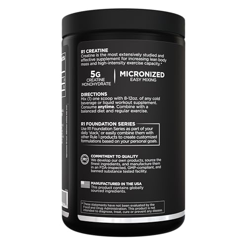 Rule 1 Creatine Poudre cuillère-mesure prête à l’emploi pour dosage précis.