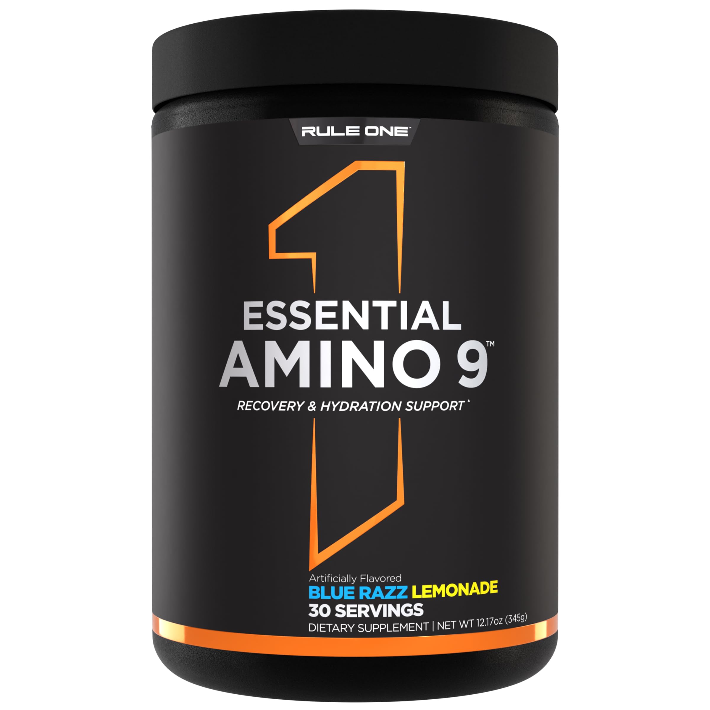 Rule 1 Essential Amino 9, bouteille bleu framboise citronnade, hydratation efficace après l'entraînement