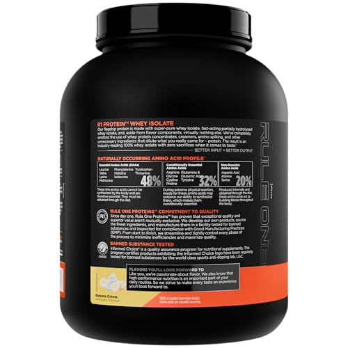 Rule 1 R1 Protéine Whey Isolate dans un verre, mélange rapide et shake lisse.