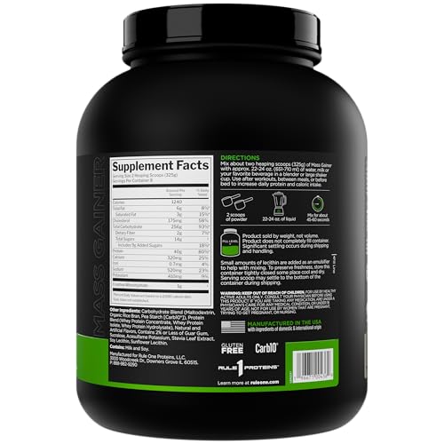 Rule1 Mass Gainer: texture cremeuse pour une boisson réconfortante après l'entraînement.