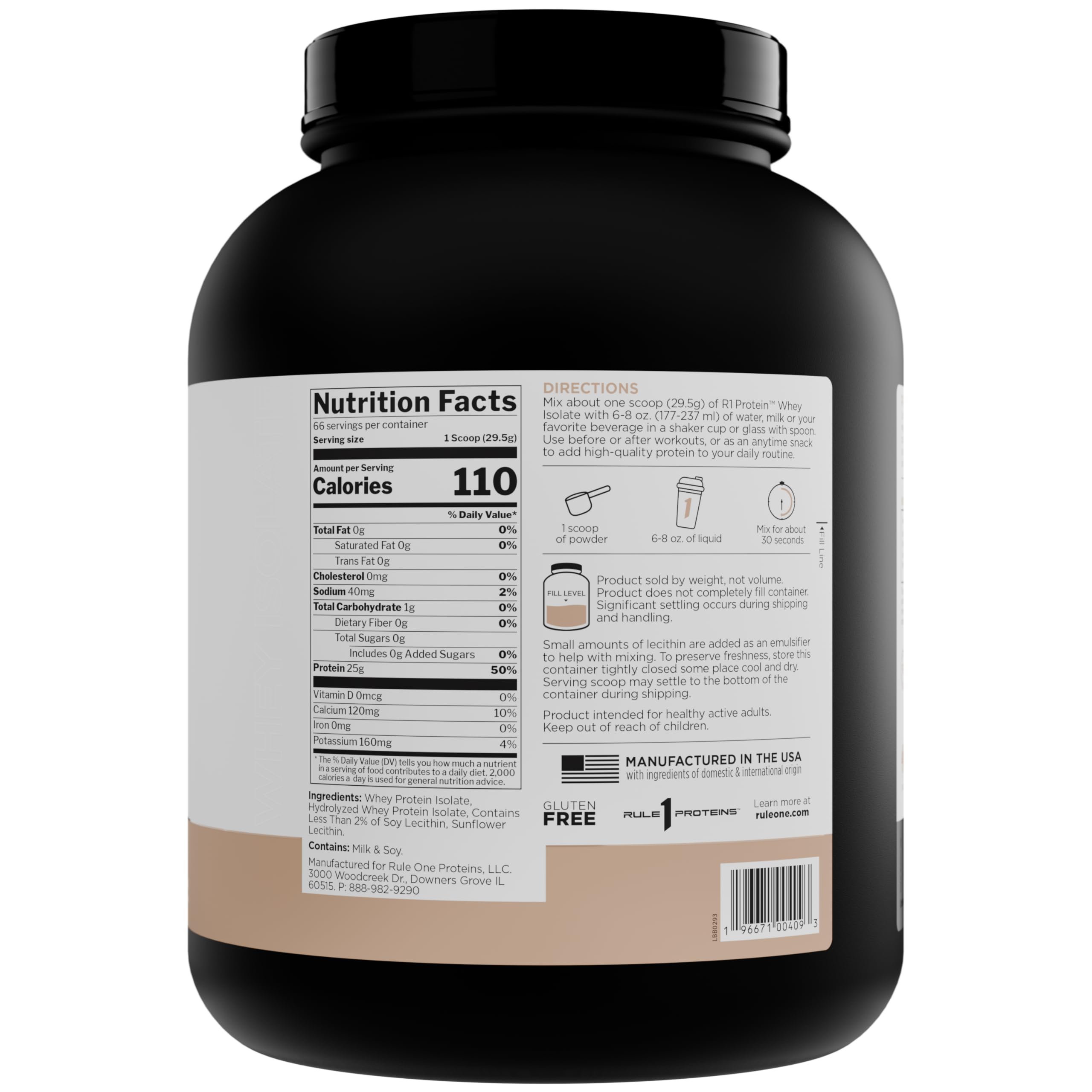 Rule 1 Proteine Whey Isolate – doseur pratique pour mesures précises