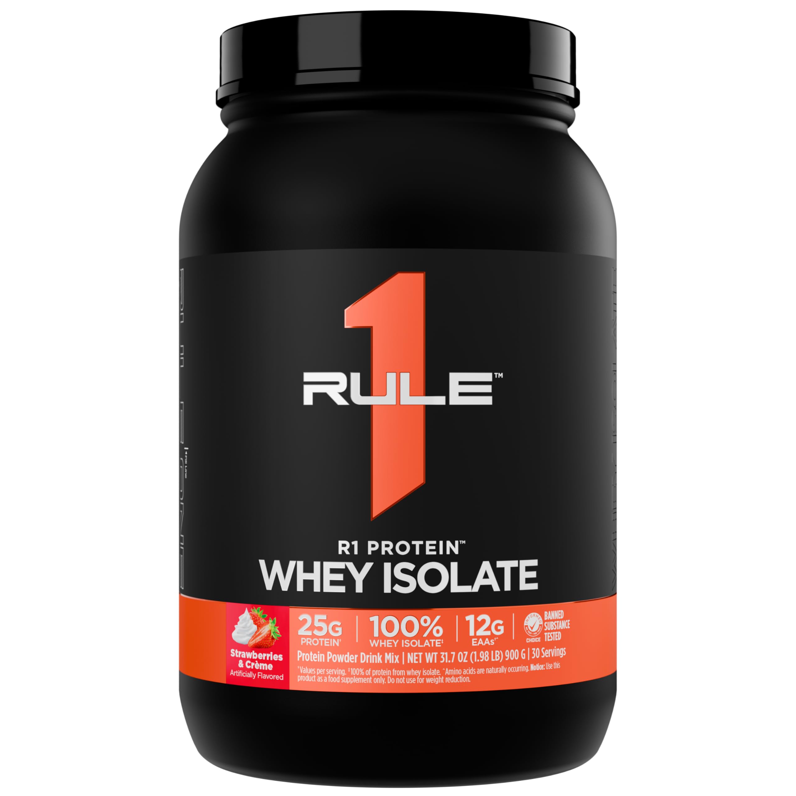 Rule 1 R1 Protein Whey Isolate – bouteille 2 lb fraises crème, récupération après séance