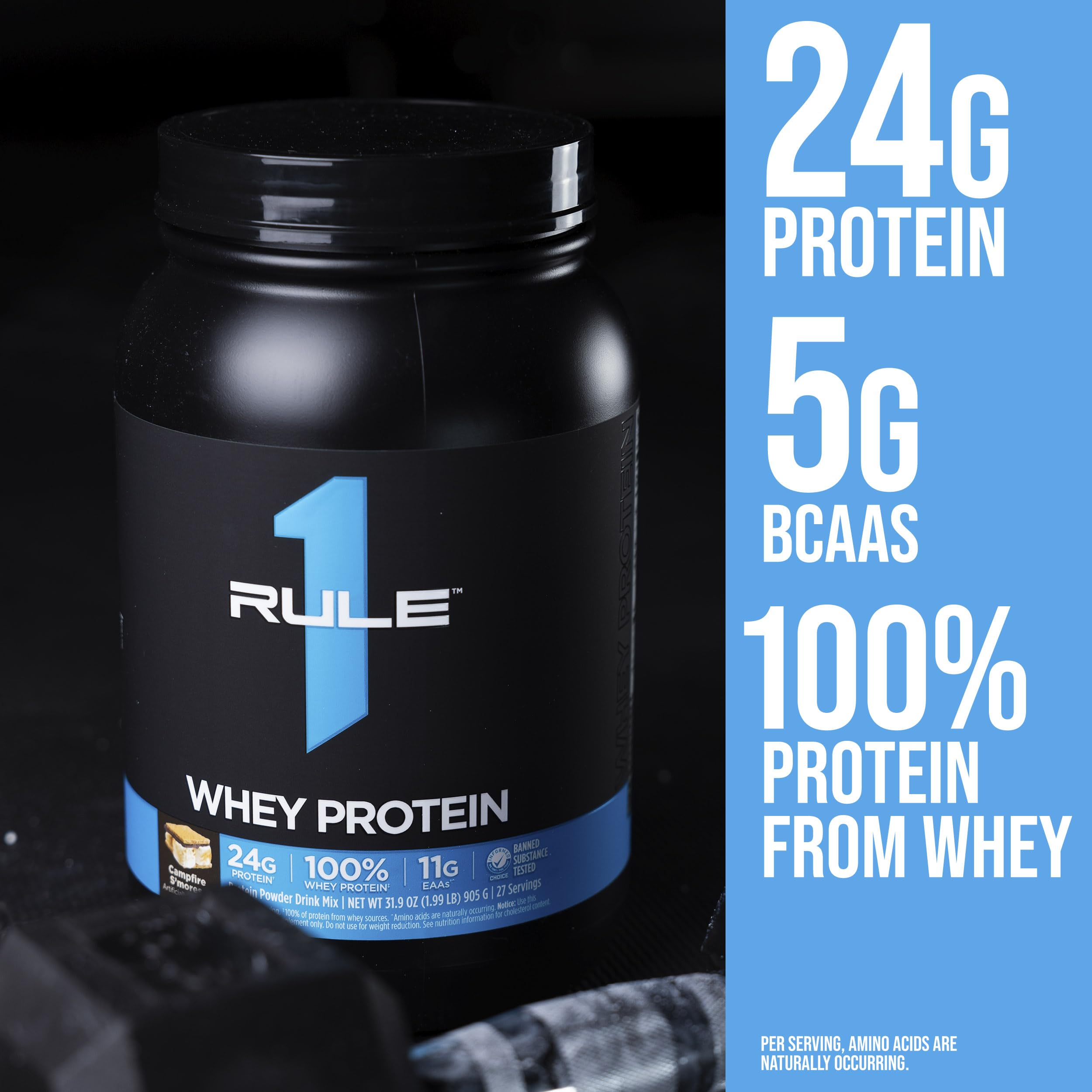 Cuillère-doseuse Rule 1 Whey Protein facilitant la préparation rapide.