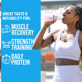 Étiquette nutritionnelle de Rule 1 Whey Protein affichant les valeurs clés.