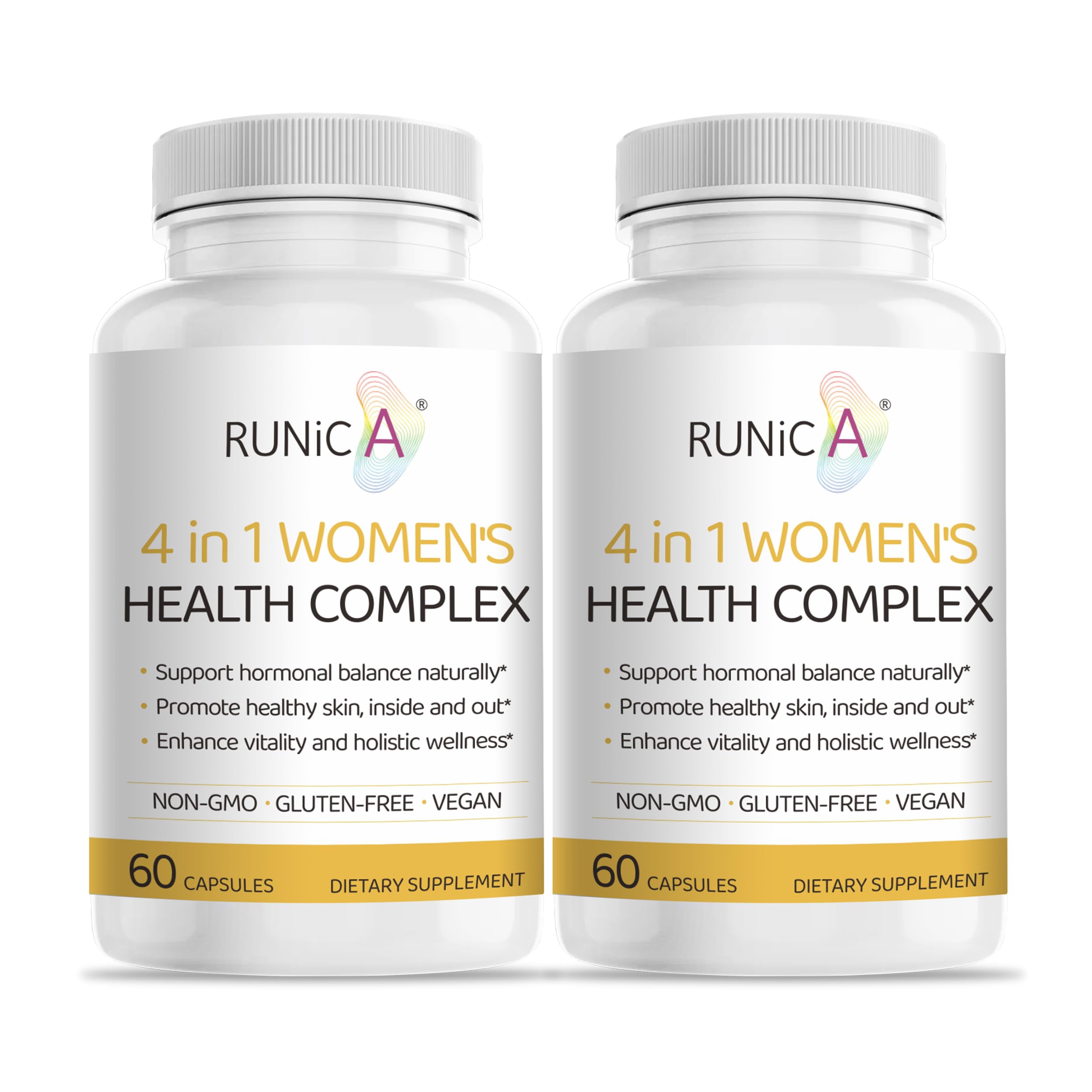 RUNICA – Bouteille de capsules, pratique pour une routine quotidienne.